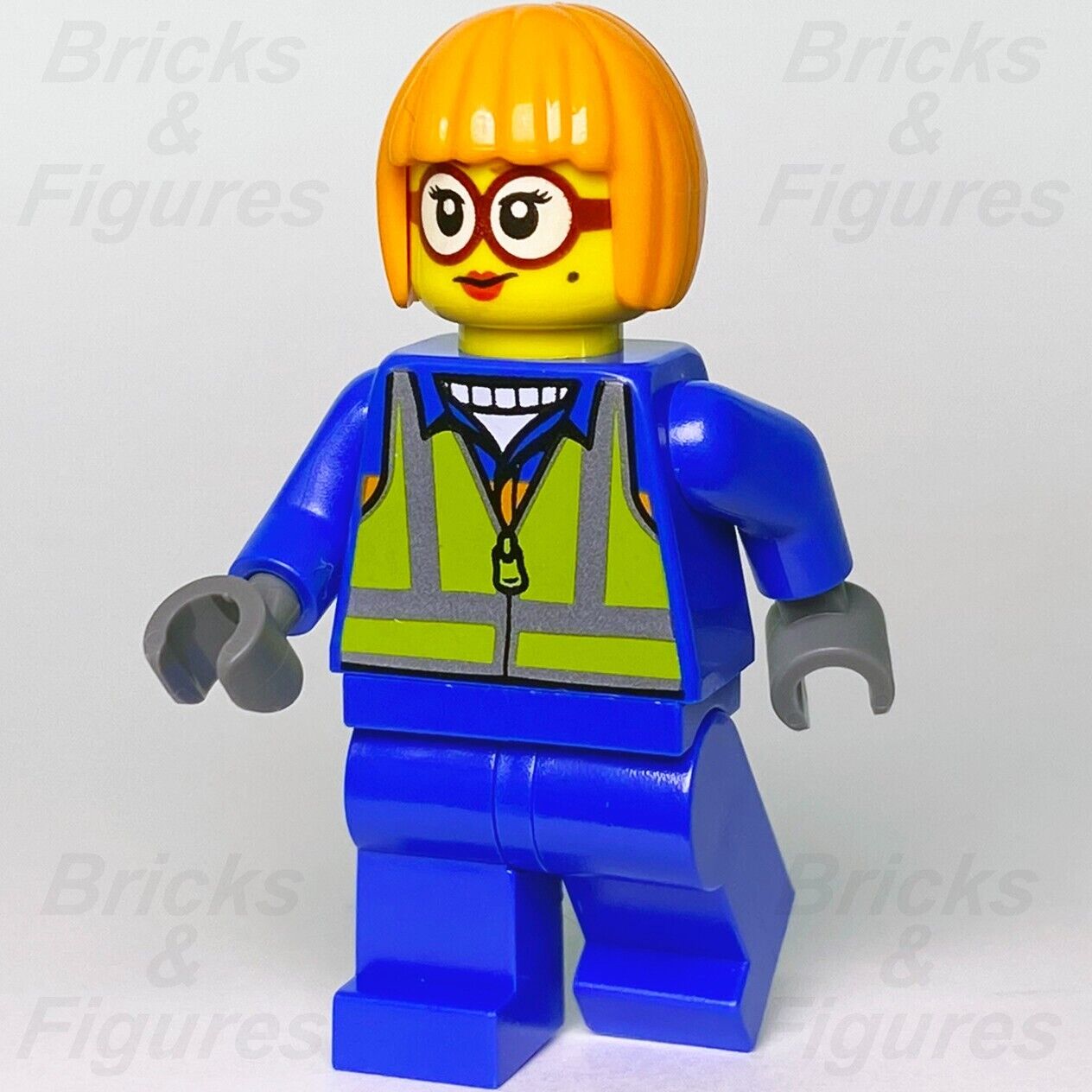 LEGO City Shirley Keeper Minifigure Blue Jacket Safety Vest 60371 60292 cty1244 - Bricks & Figures