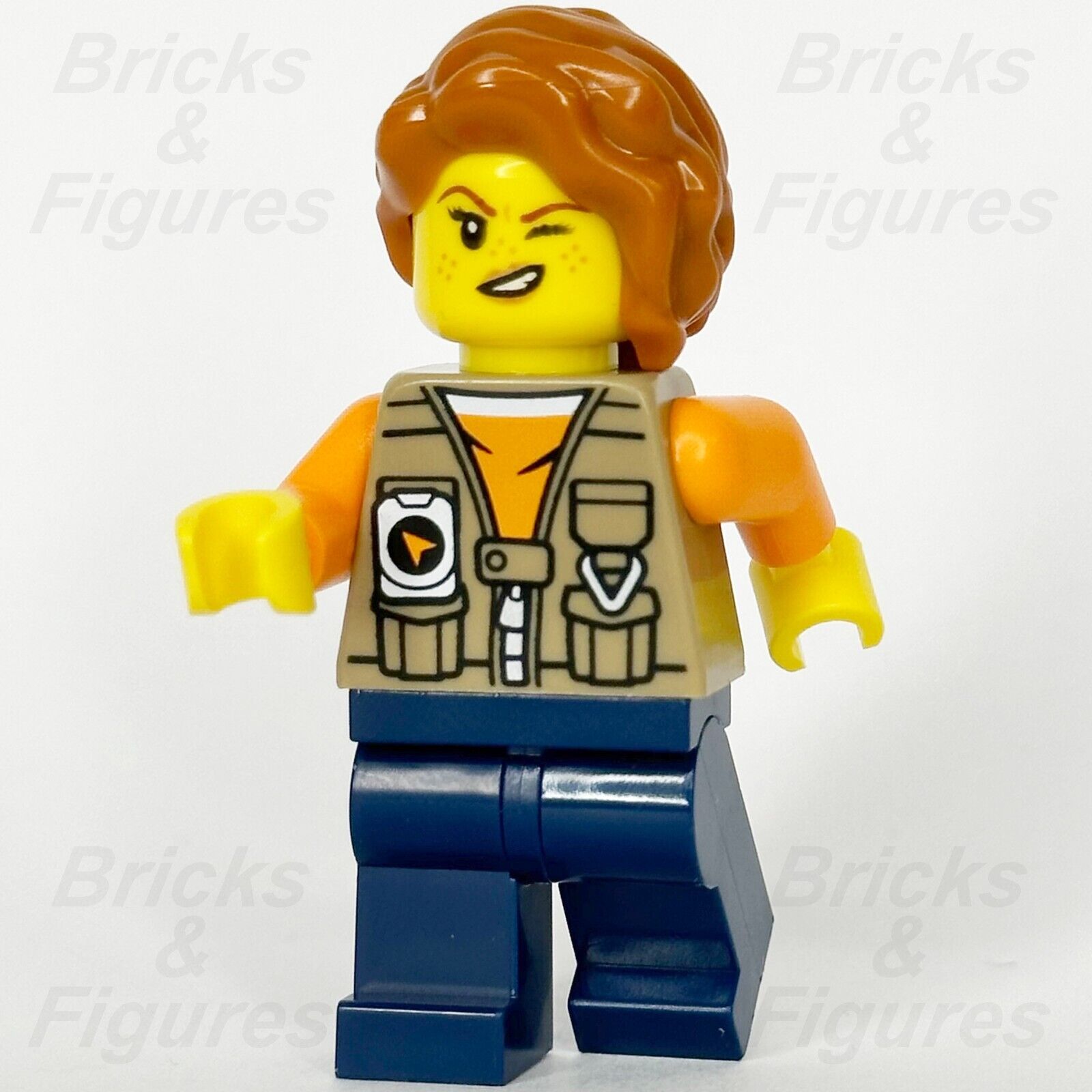 LEGO City Jungle Photographer Minifigure Tan Vest 60437 952410 60425 cty1766 - Bricks & Figures