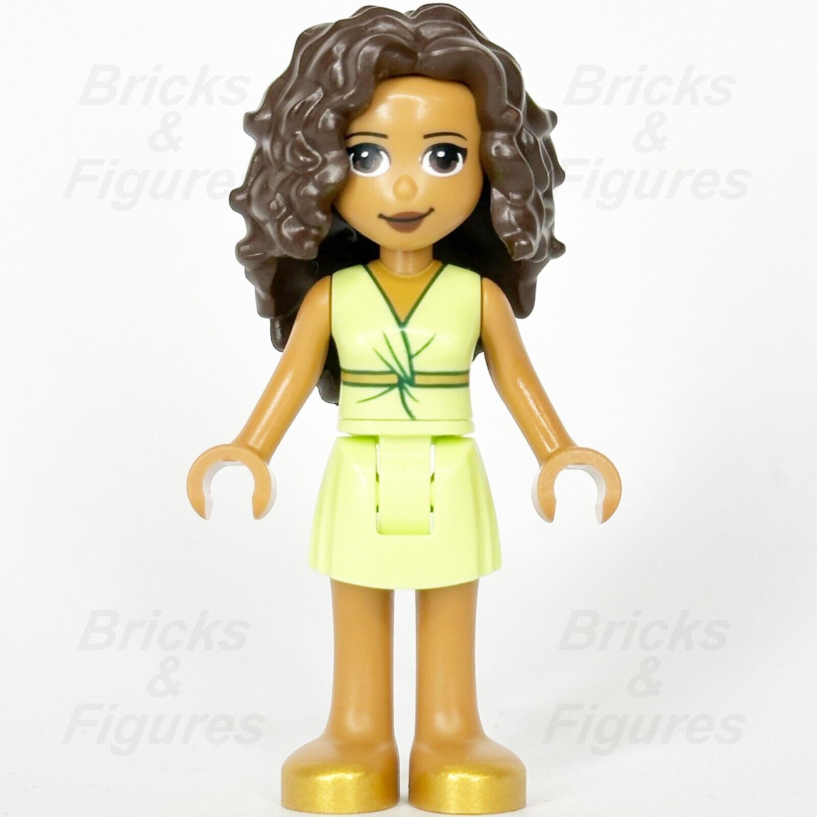 LEGO Friends Donna Minifigure Green Dress Brown Hair Gold Shoes 41449 frnd416