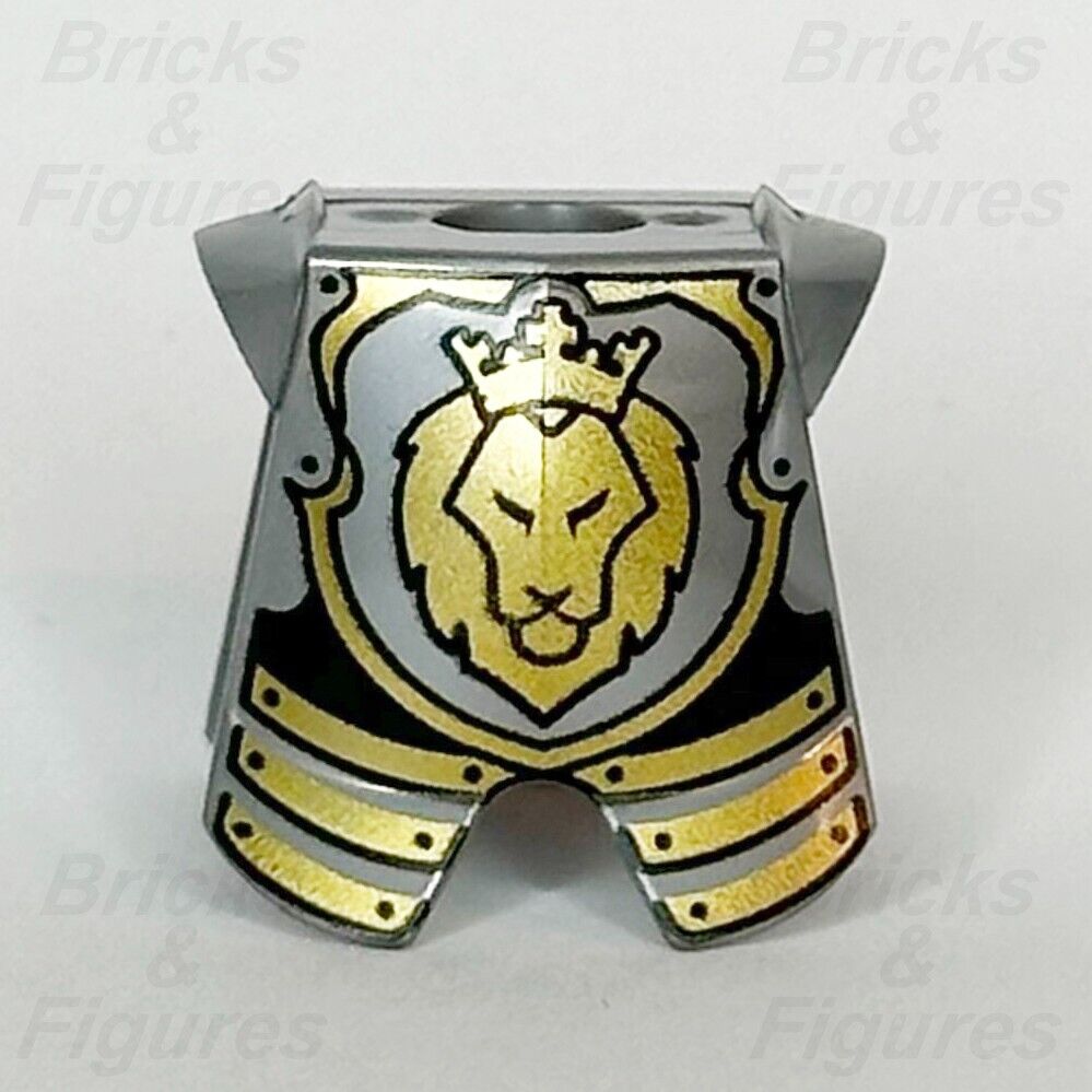 LEGO Lion Head Breastplate Armour Castle Knight Minifigure Part Silver 2587pb32 - Bricks & Figures