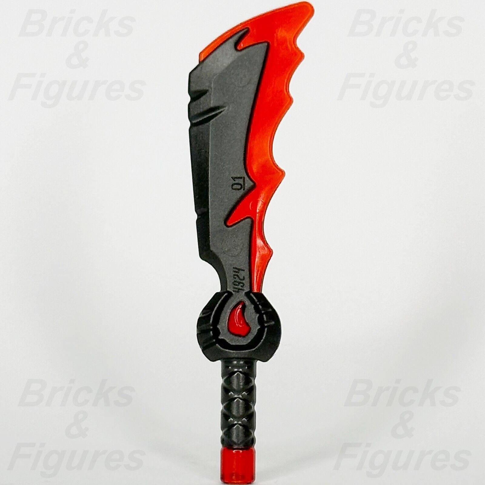 LEGO Ninjago Rageblade Minifigure Weapon Part Sword Blade Red & Grey 4924pb01 - Bricks & Figures