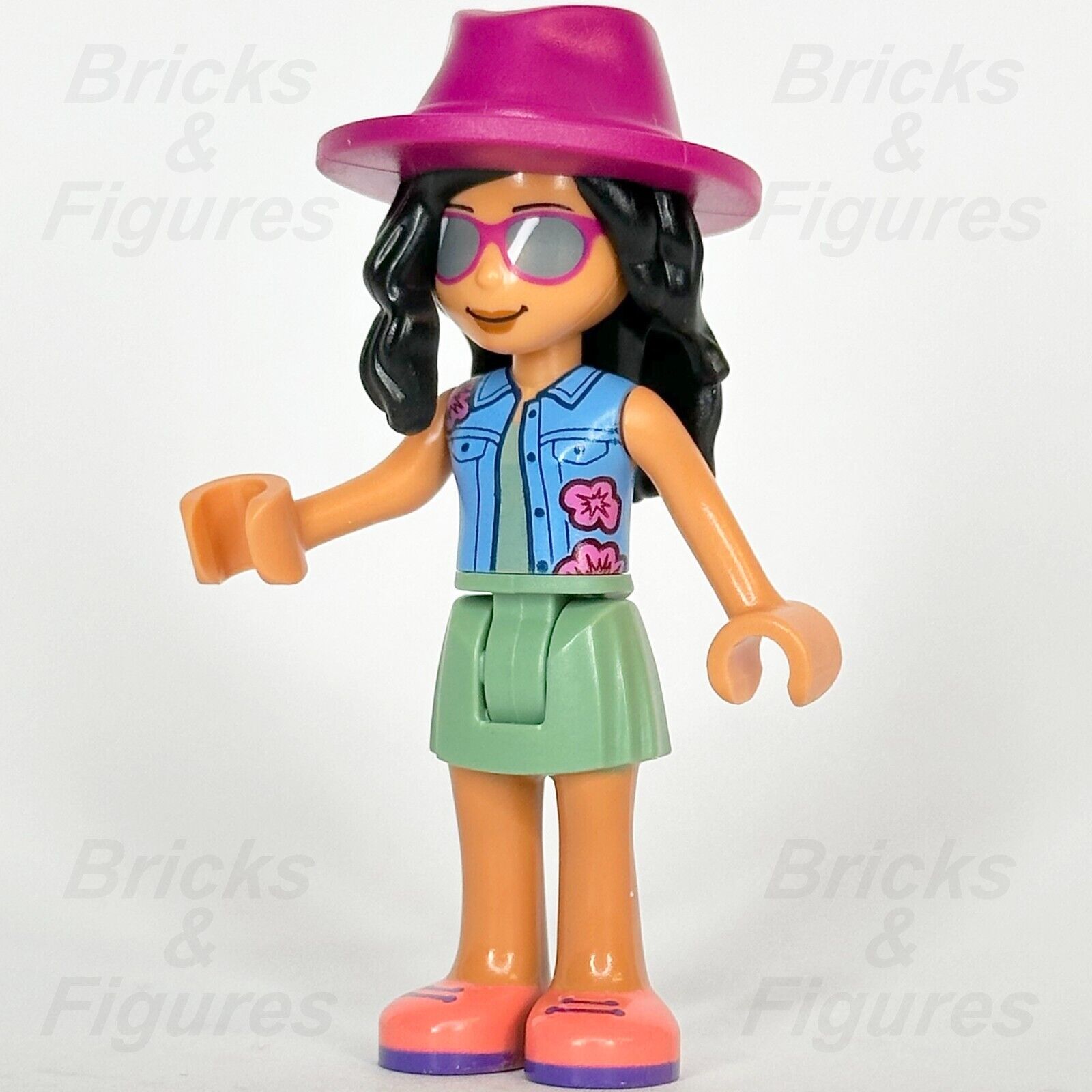 LEGO Friends Savannah Minifigure Sand Green Skirt Magenta Hat 41704 frnd488 - Bricks & Figures