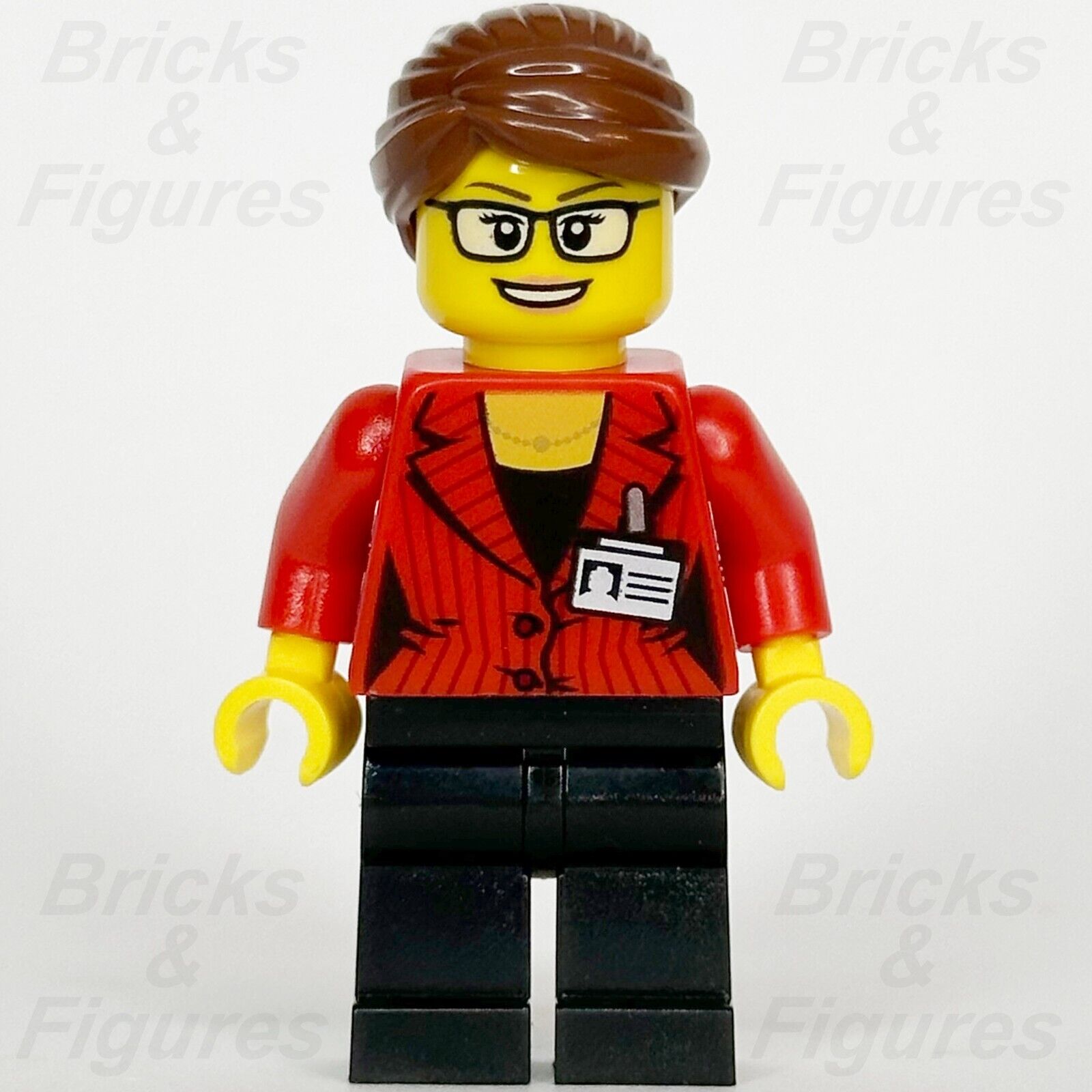 LEGO City Reporter Minifigure Red Suit Jacket With ID Badge Town 60233 cty1045