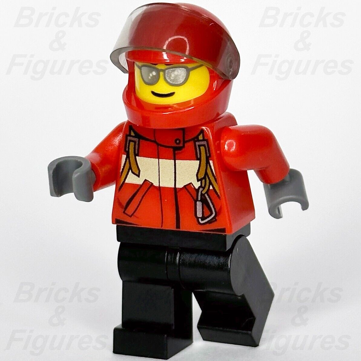 LEGO City Pilot Male Minifigure Red Fire Suit Carabiner Airport 60100 cty0678