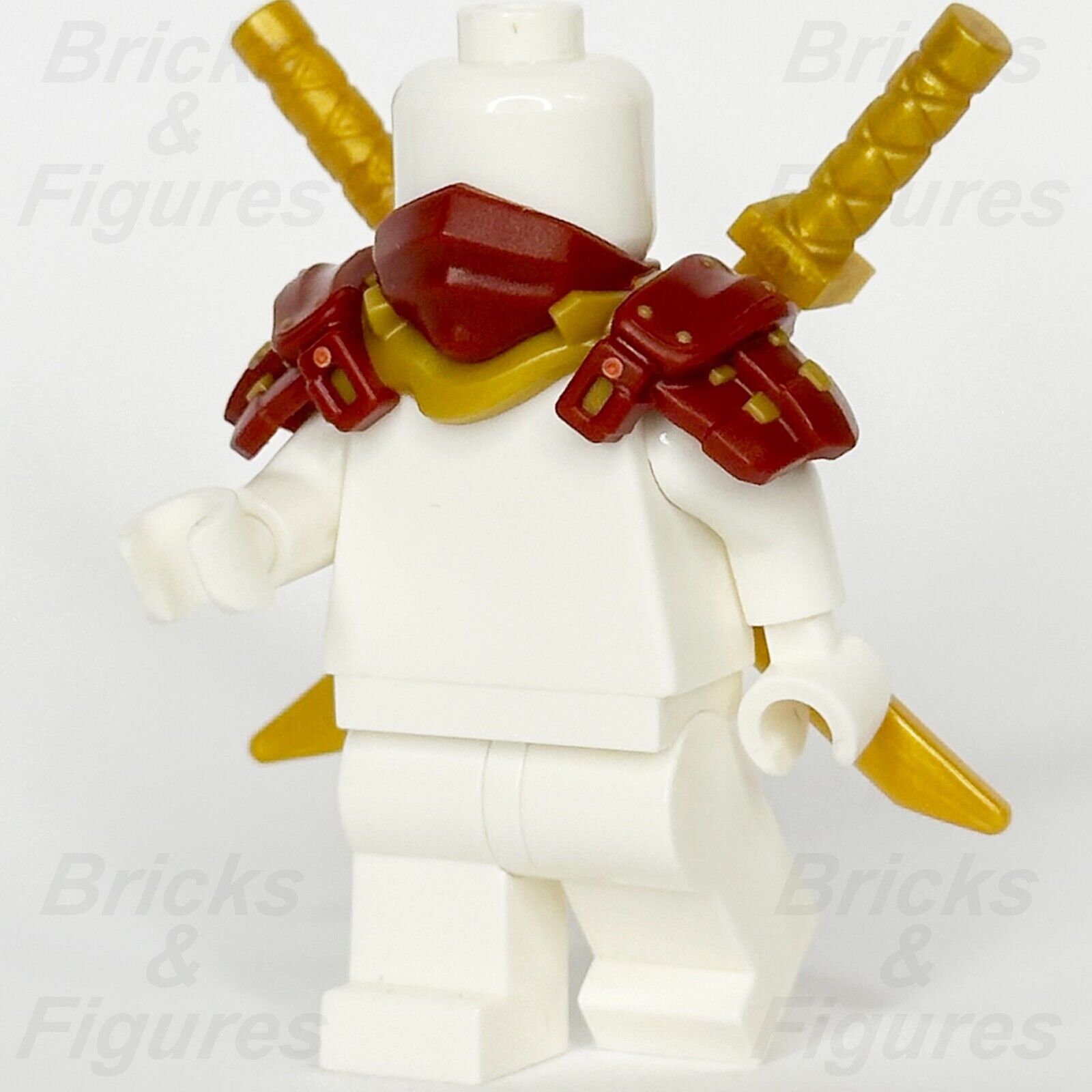 LEGO Ninjago Minifigure Shoulder Armour Part Dark Red Scabbard 2 Katana Swords - Bricks & Figures