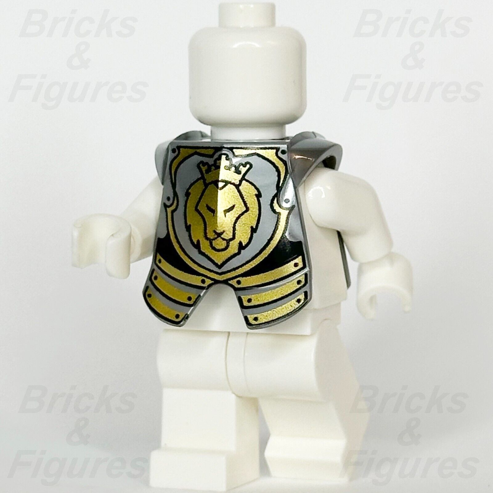 LEGO Lion Head Breastplate Armour Castle Knight Minifigure Part Silver 2587pb32 - Bricks & Figures