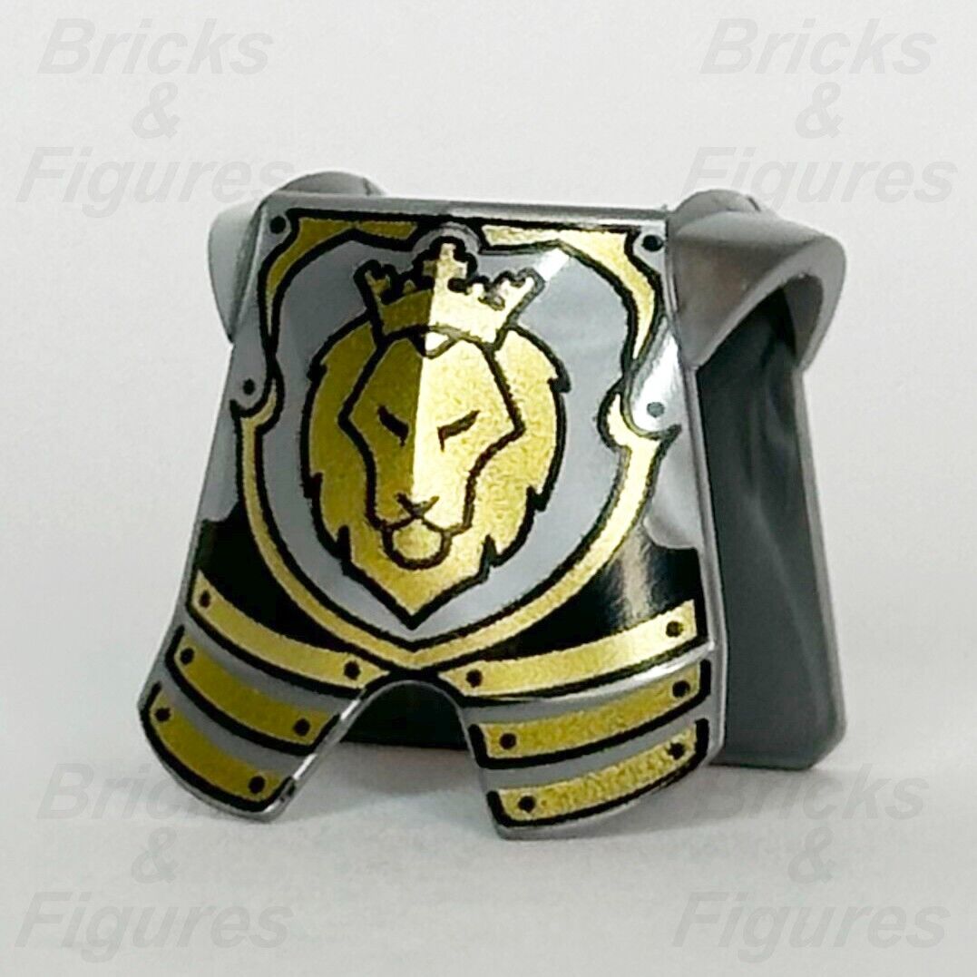 LEGO Lion Head Breastplate Armour Castle Knight Minifigure Part Silver 2587pb32 - Bricks & Figures