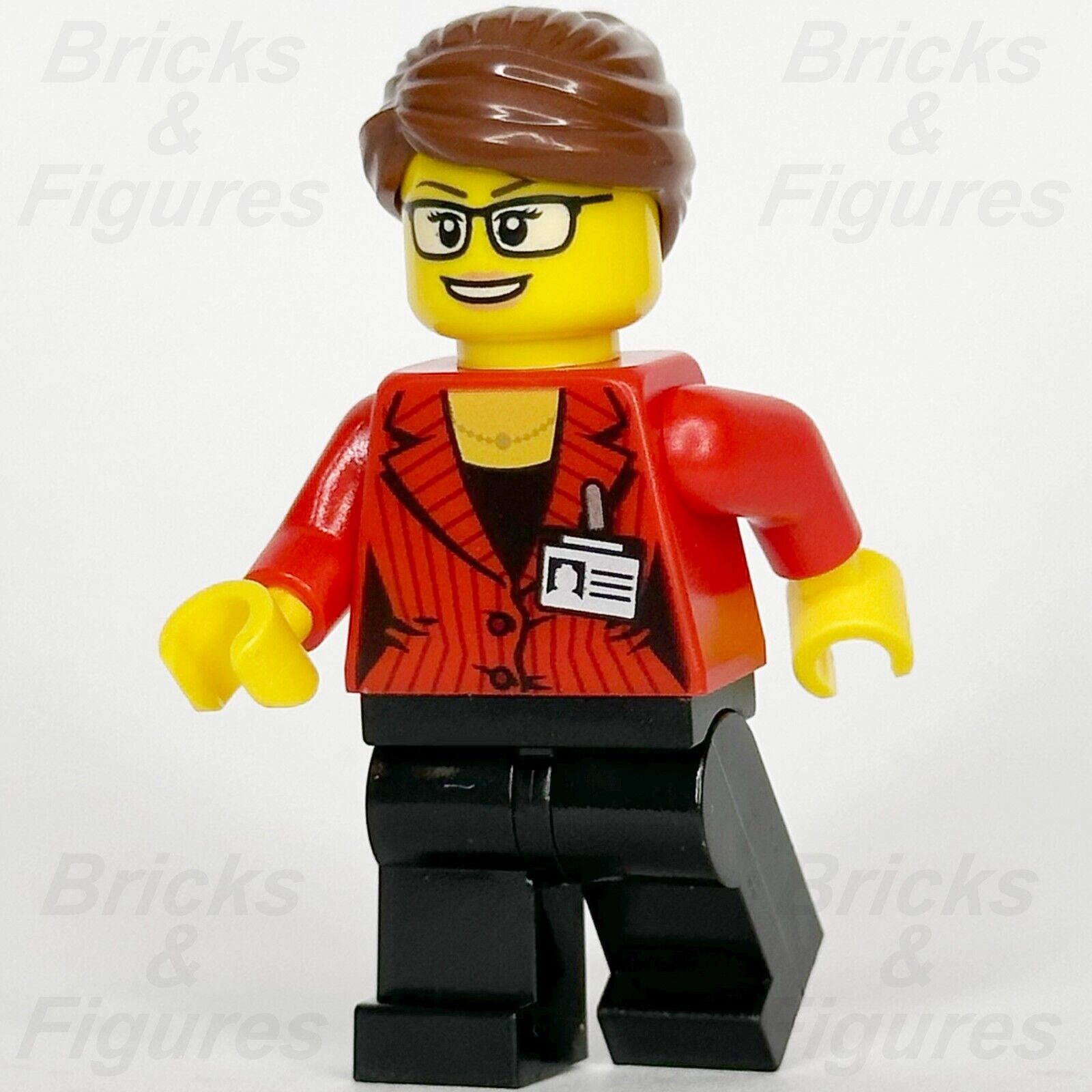 LEGO City Reporter Minifigure Red Suit Jacket With ID Badge Town 60233 cty1045 - Bricks & Figures