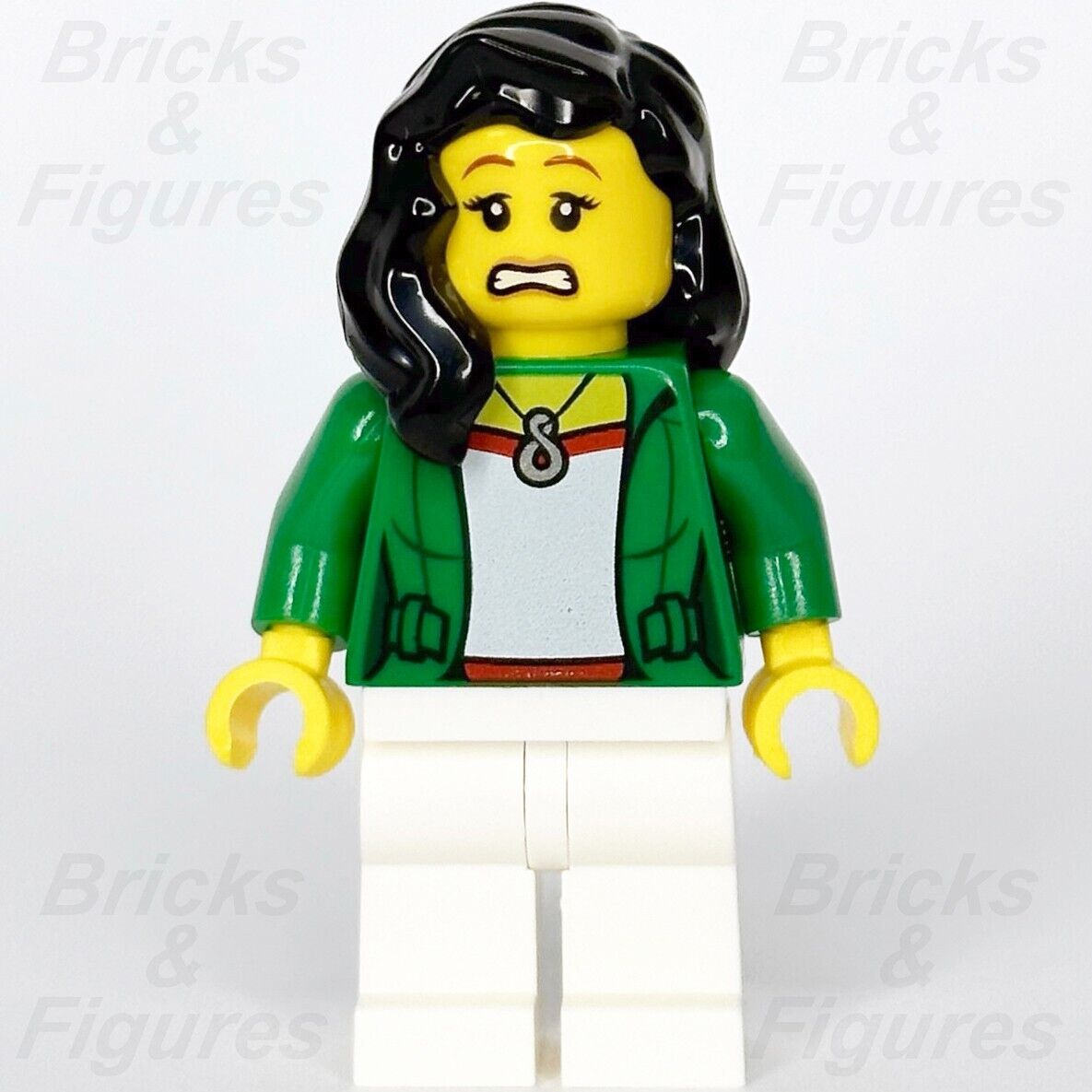 LEGO Monkie Kid Fei Minifigure Green Jacket Long Black Hair Necklace 80023 mk055 - Bricks & Figures