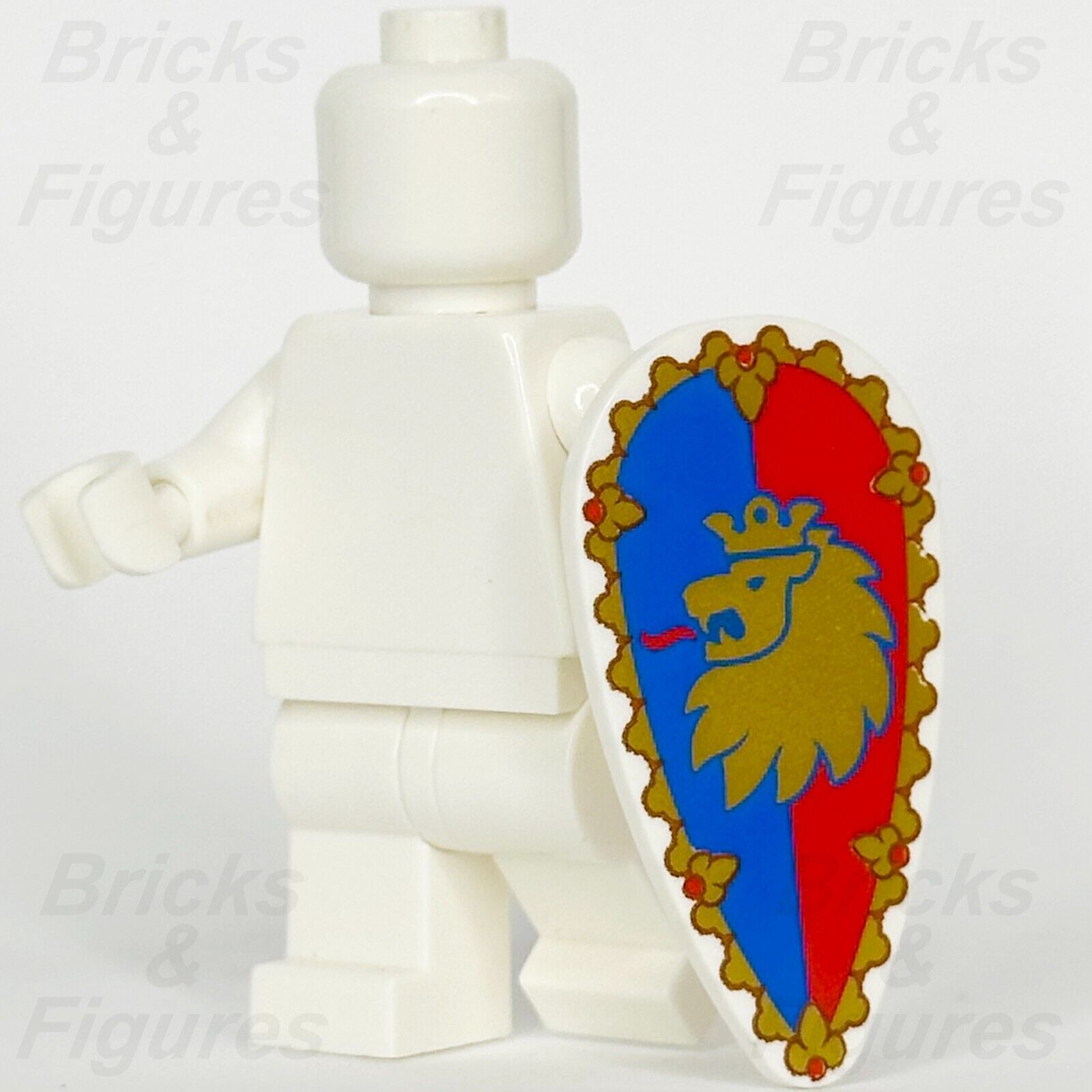 LEGO Castle Shield Ovoid Gold Lion Minifigure Weapon Part For King Knight Queen - Bricks & Figures