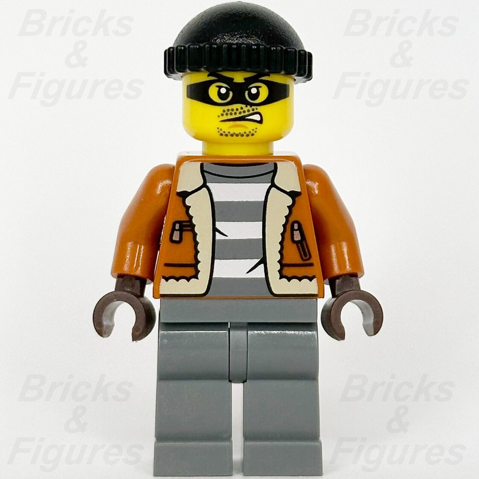 LEGO City Bandit Crook Male Minifigure Dark Orange Jacket Police 60371 cty1566