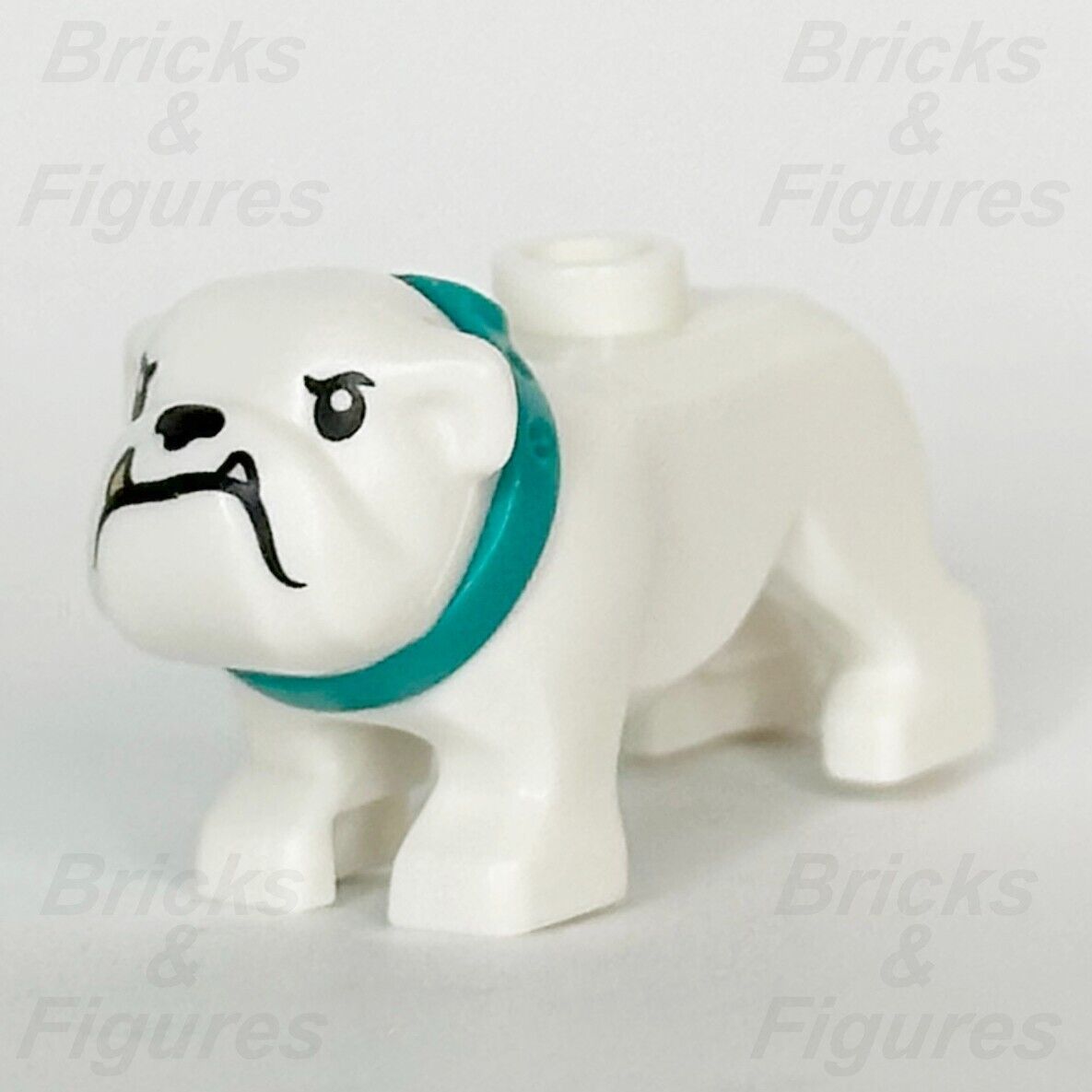 LEGO City White Bulldog Dog Animal Minifigure Part Gold Tooth Police Town 60417 - Bricks & Figures