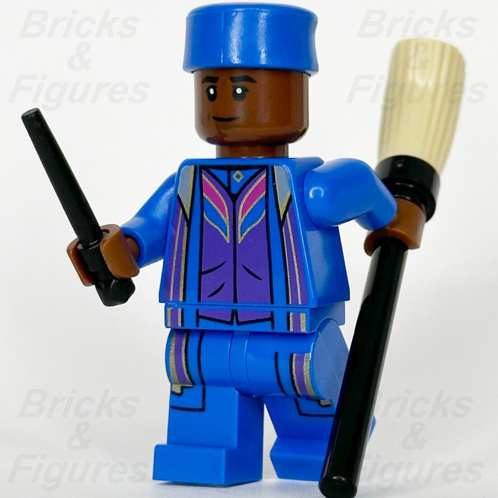 LEGO Harry Potter Kingsley Shacklebolt Minifigure Wizard Wand Broom 76408 hp335 - Bricks & Figures