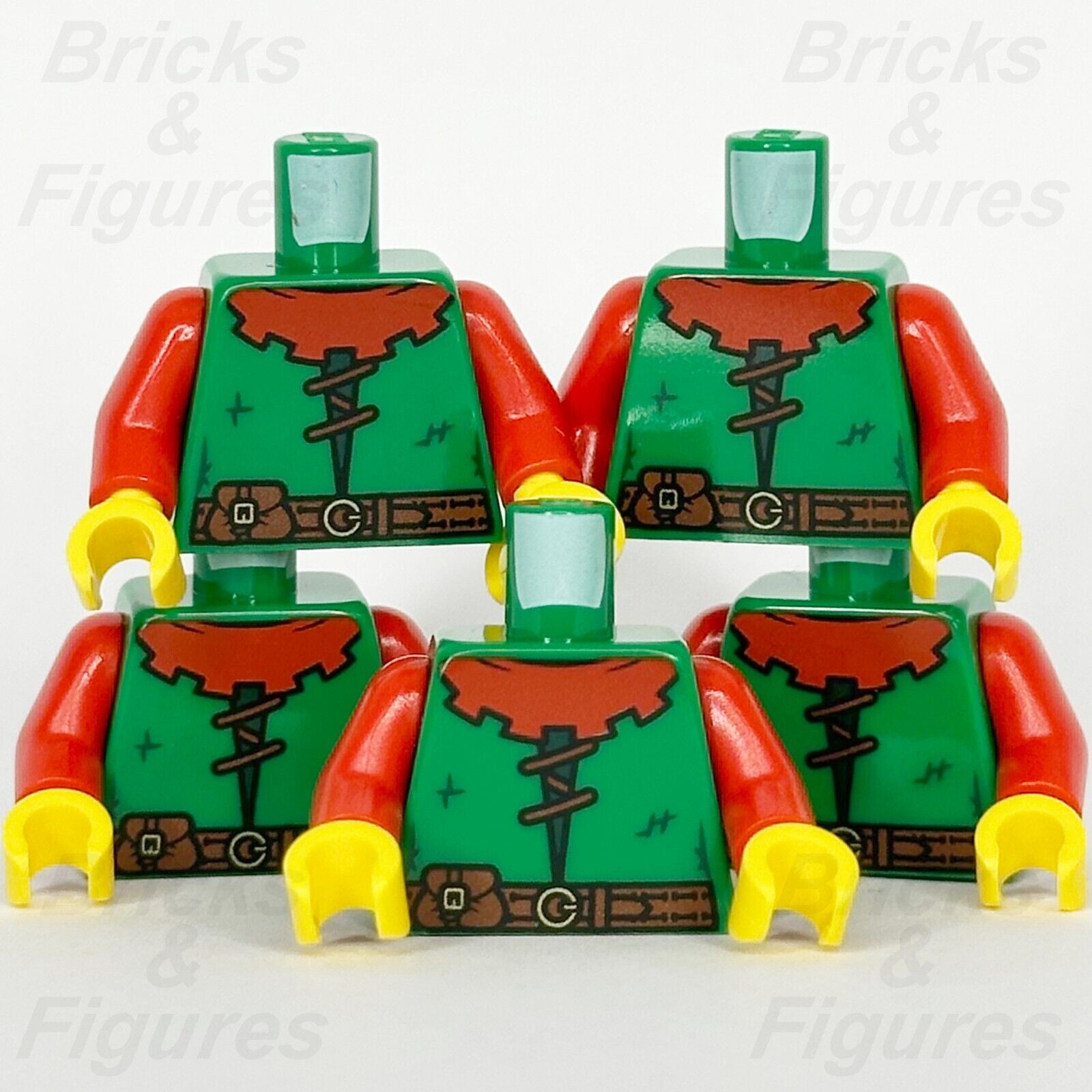 LEGO Castle Forestmen Torso Minifigure Body Part Green 10305 40567 910037 x 5 - Bricks & Figures