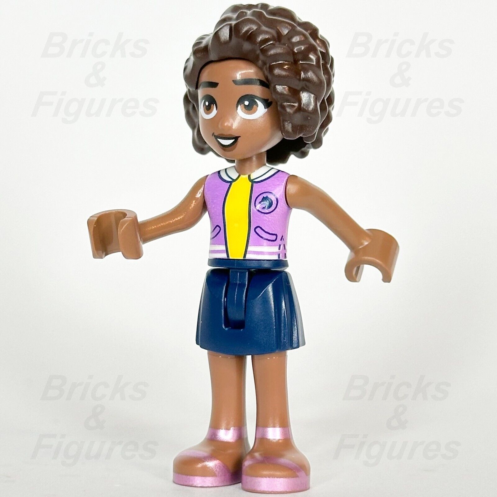 LEGO Friends Aliya Minifigure Lavender Vest Dark Blue Skirt 41730 frnd586 - Bricks & Figures