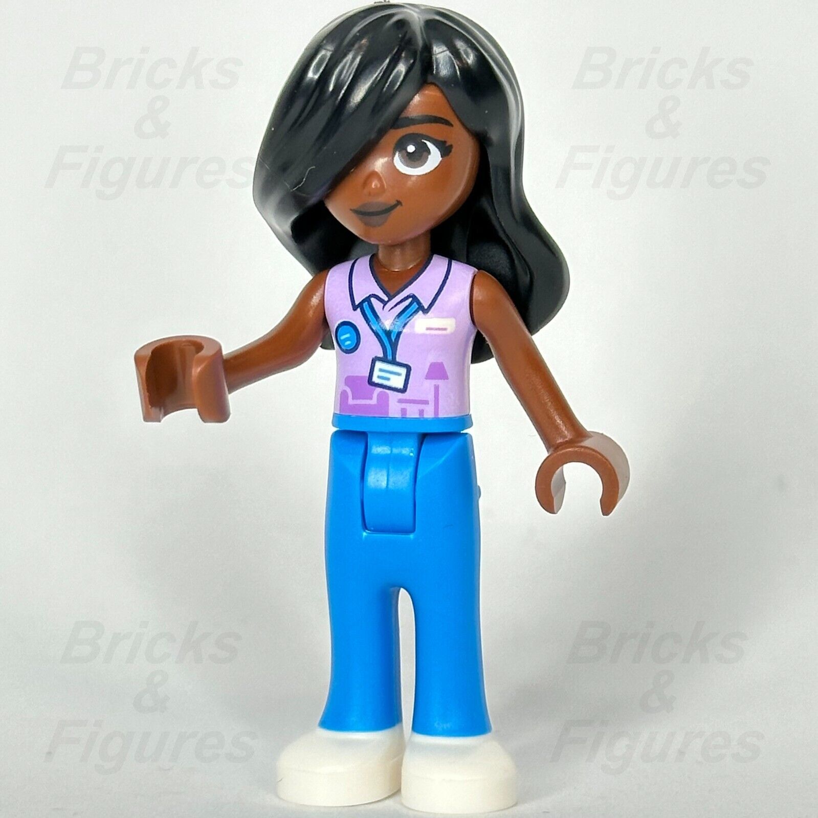 LEGO Friends Aida Minifigure Light Purple Vest with Badge Lanyard 41732 frnd568 - Bricks & Figures