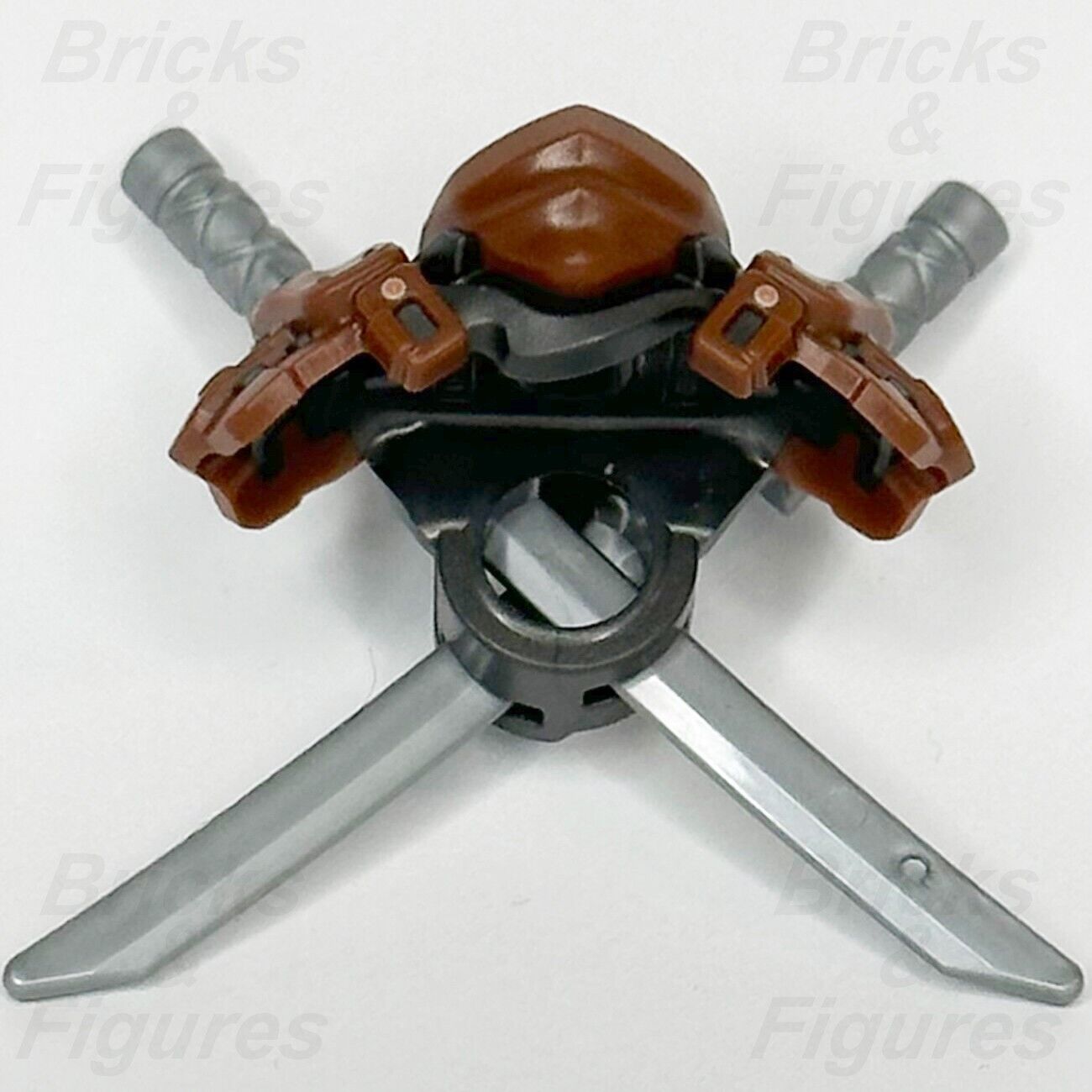 LEGO Ninjago Minifigure Shoulder Armour Part Reddish Brown Scabbard w/ 2 Swords - Bricks & Figures