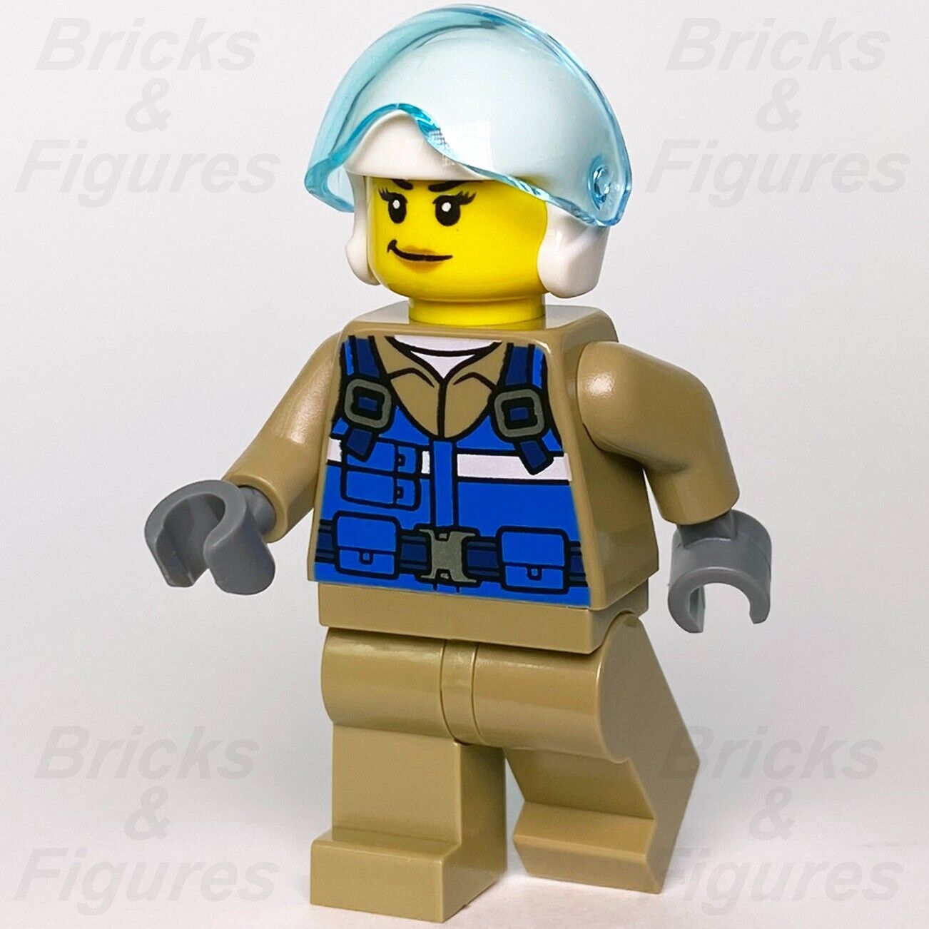 LEGO City Wildlife Rescue Pilot Minifigure Female Blue Vest Smirk 60302 cty1307