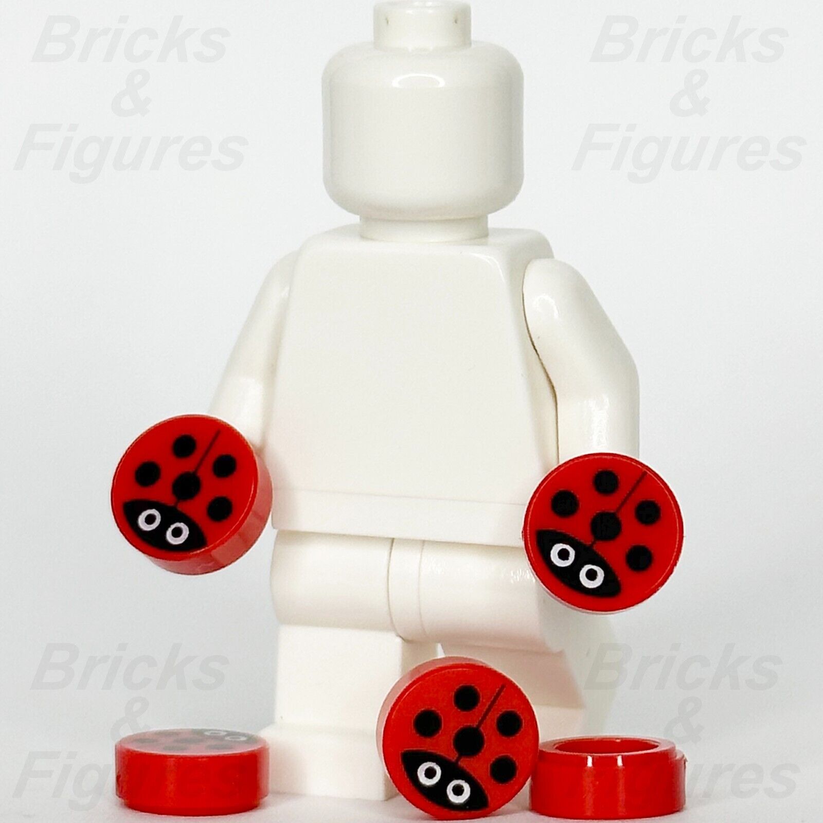 LEGO Ladybug Parts Round Tile 1 x 1 Red Black Spots Animal Bug 98138pb177 x 5 - Bricks & Figures