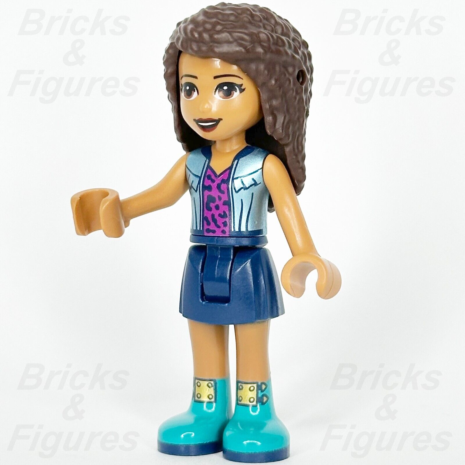 LEGO Friends Andrea Minifigure Dark Blue Skirt Jacket Over Top 41677 frnd456 - Bricks & Figures