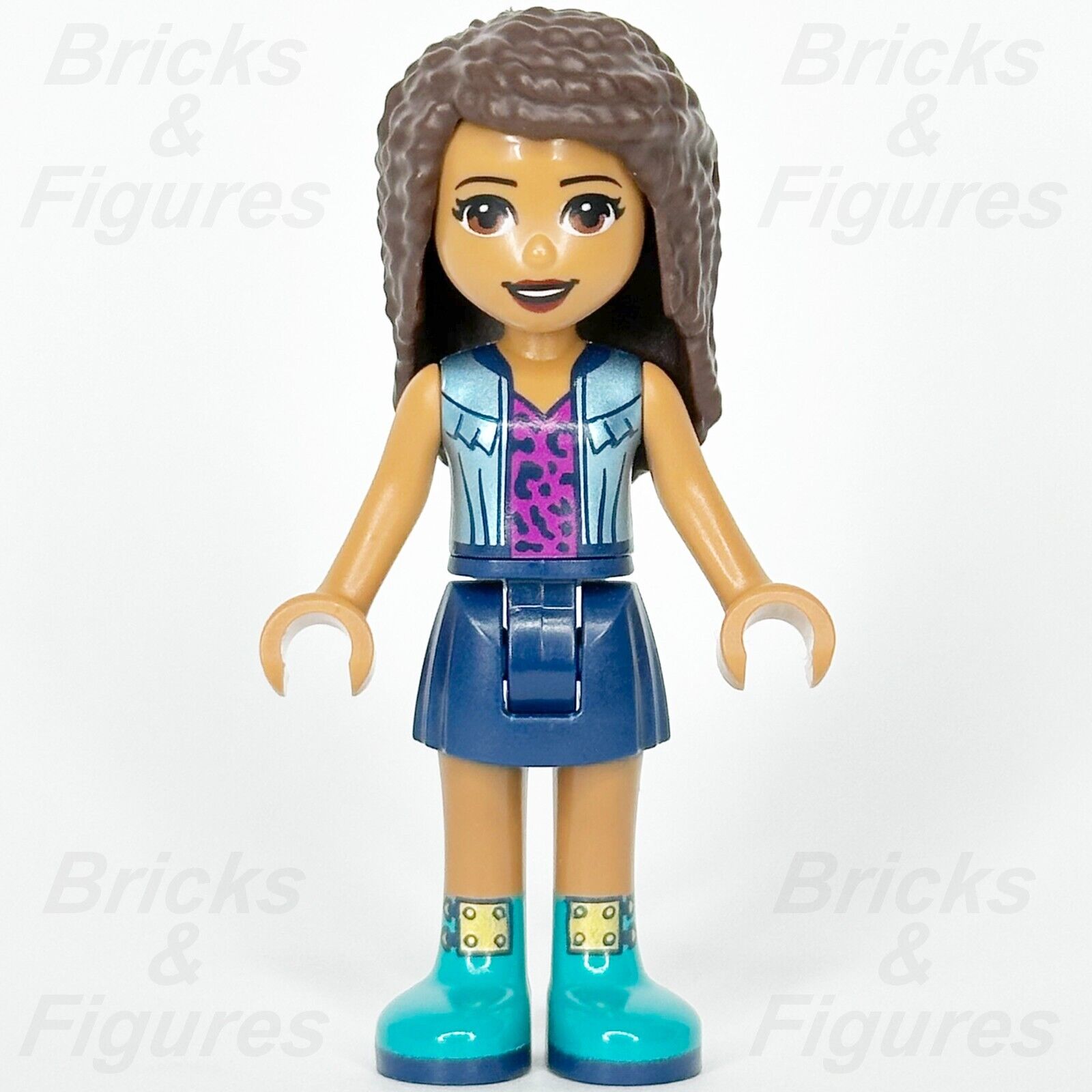 LEGO Friends Andrea Minifigure Dark Blue Skirt Jacket Over Top 41677 frnd456 - Bricks & Figures