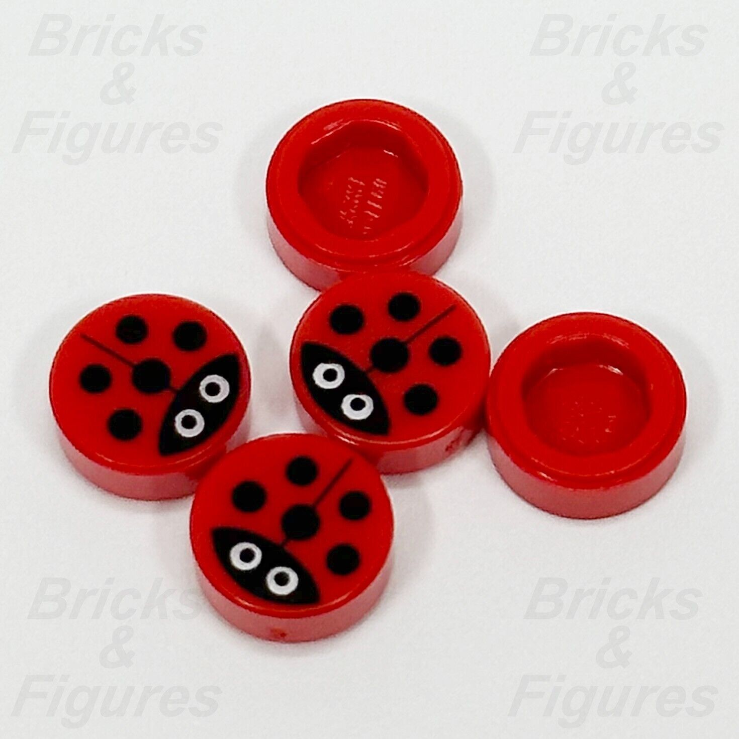 LEGO Ladybug Parts Round Tile 1 x 1 Red Black Spots Animal Bug 98138pb177 x 5 - Bricks & Figures