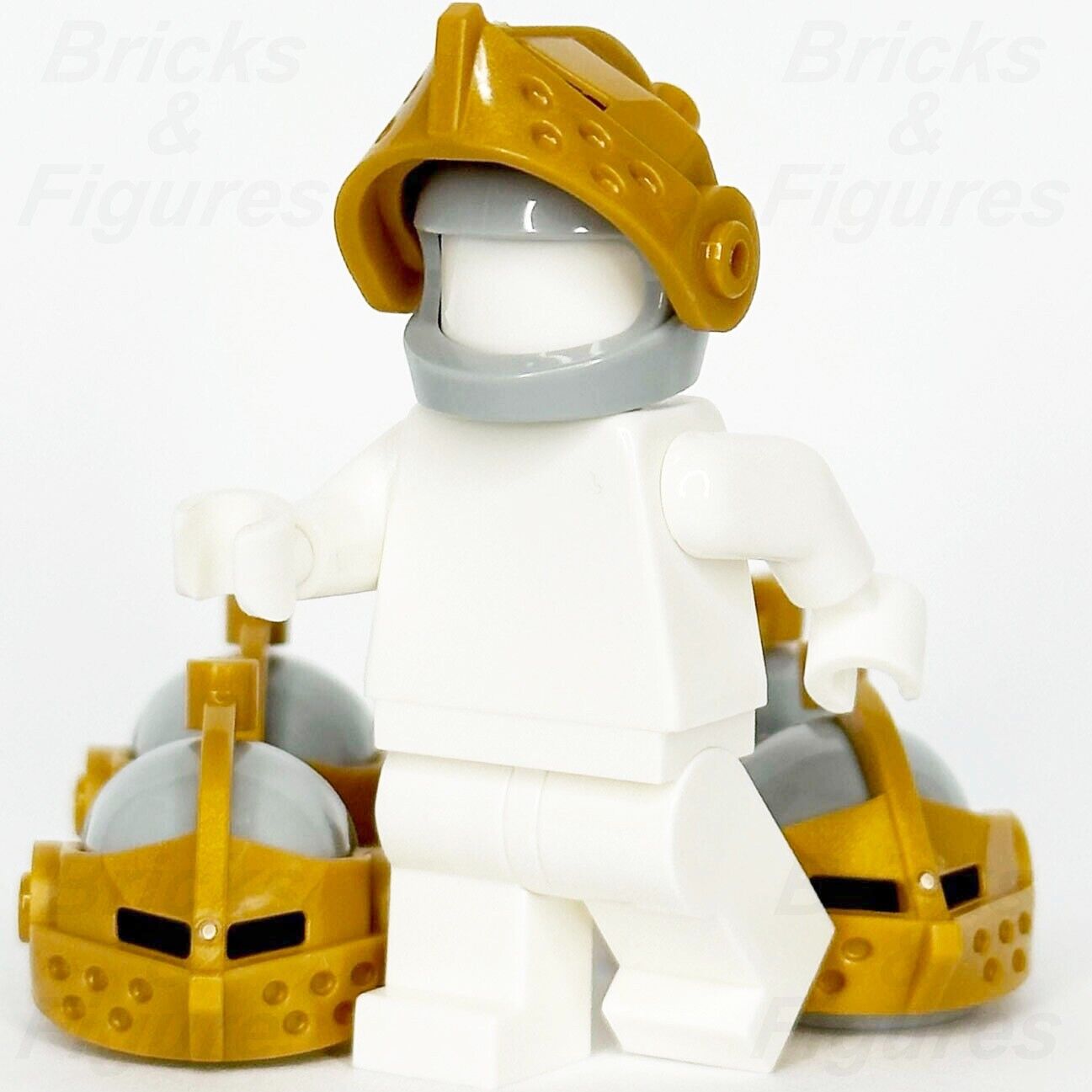 LEGO Castle Knight Bascinet Helmet Minifigure Part Gold Visor 2594 2446 x 5 - Bricks & Figures