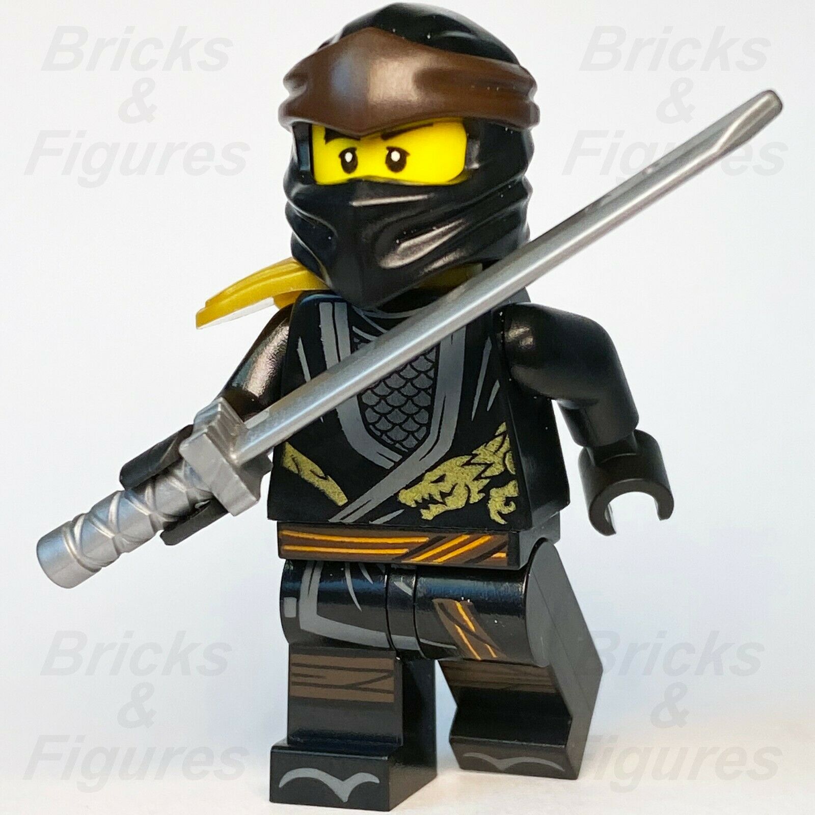 New Ninjago LEGO Cole with Sword Scabbard Legacy Black Ninja Minifigure 71705